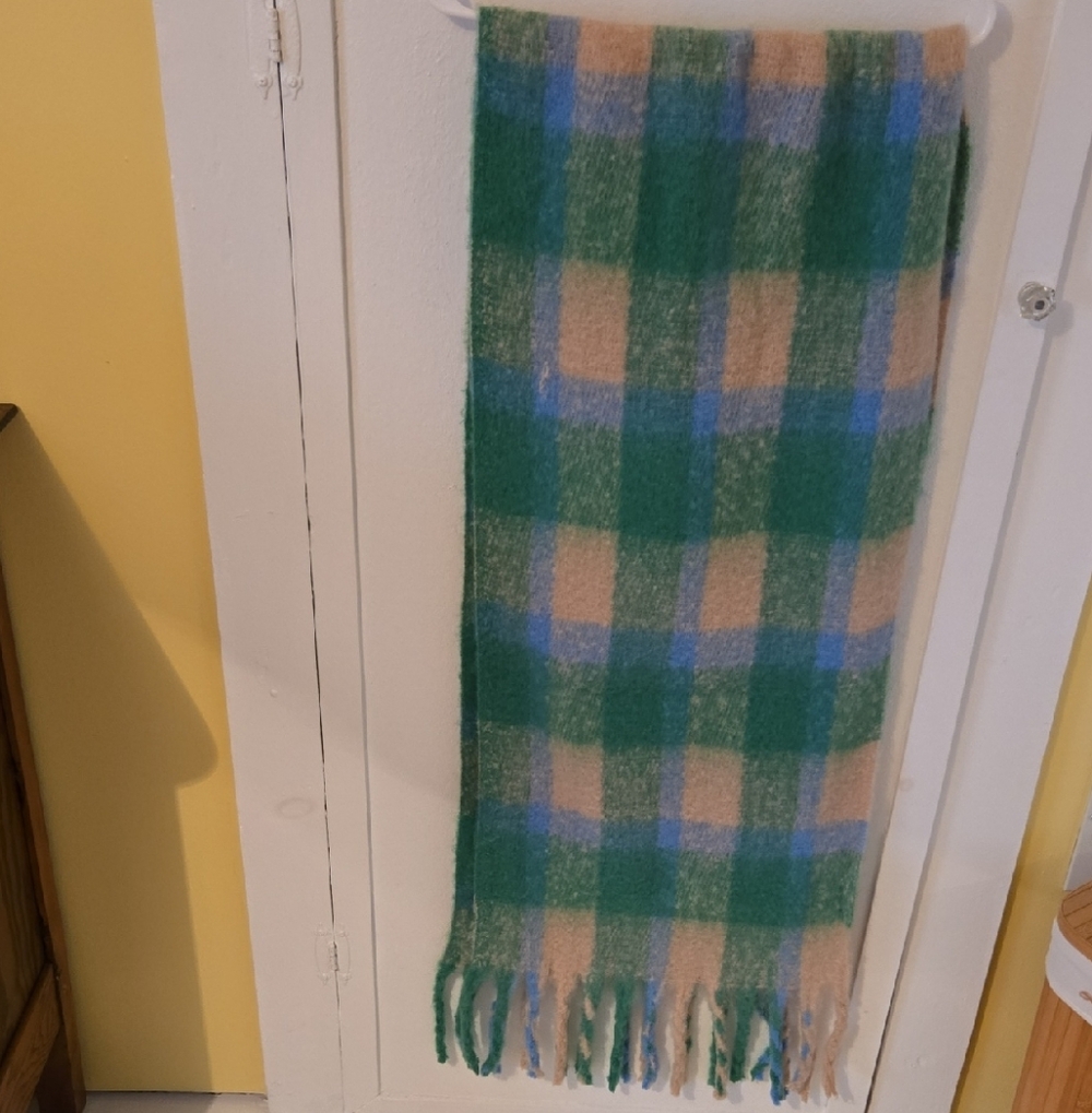 Only Green and Beige Checkered Scarf